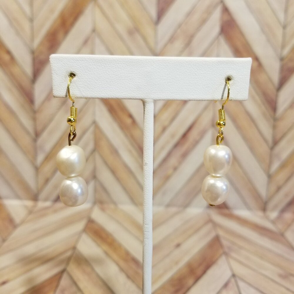 White Faux Pearl Earrings